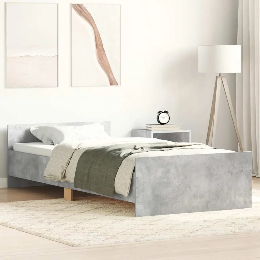 Cadre de lit sans matelas gris béton 90x200 cm