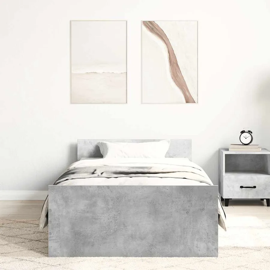 Cadre de lit sans matelas gris béton 90x200 cm - 3