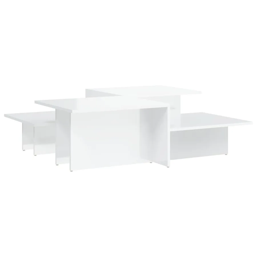 Tables basses 2 pcs blanc brillant bois d'ingénierie - 2