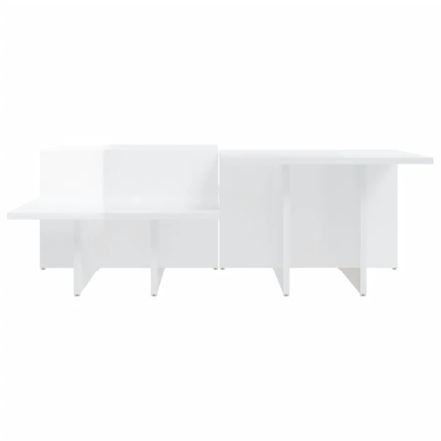 Tables basses 2 pcs blanc brillant bois d'ingénierie - 5