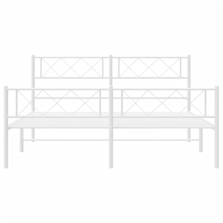 Cadre de lit métal sans matelas et pied de lit blanc 120x200 cm - 4