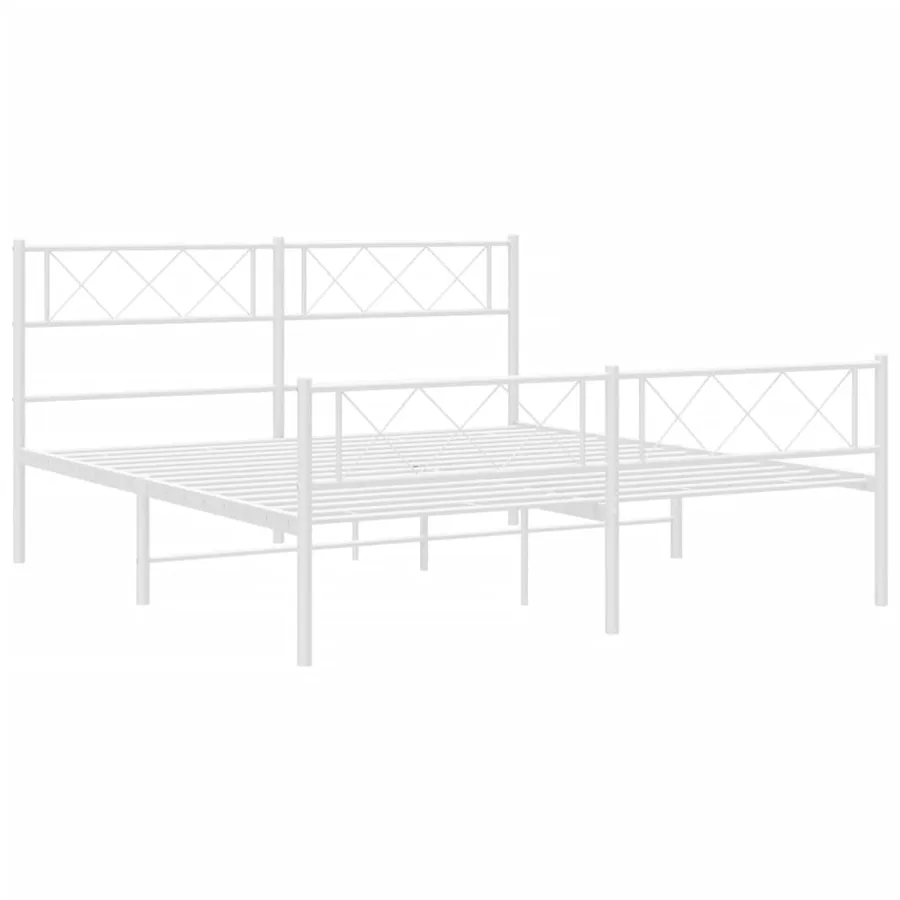 Cadre de lit métal sans matelas et pied de lit blanc 120x200 cm - 5