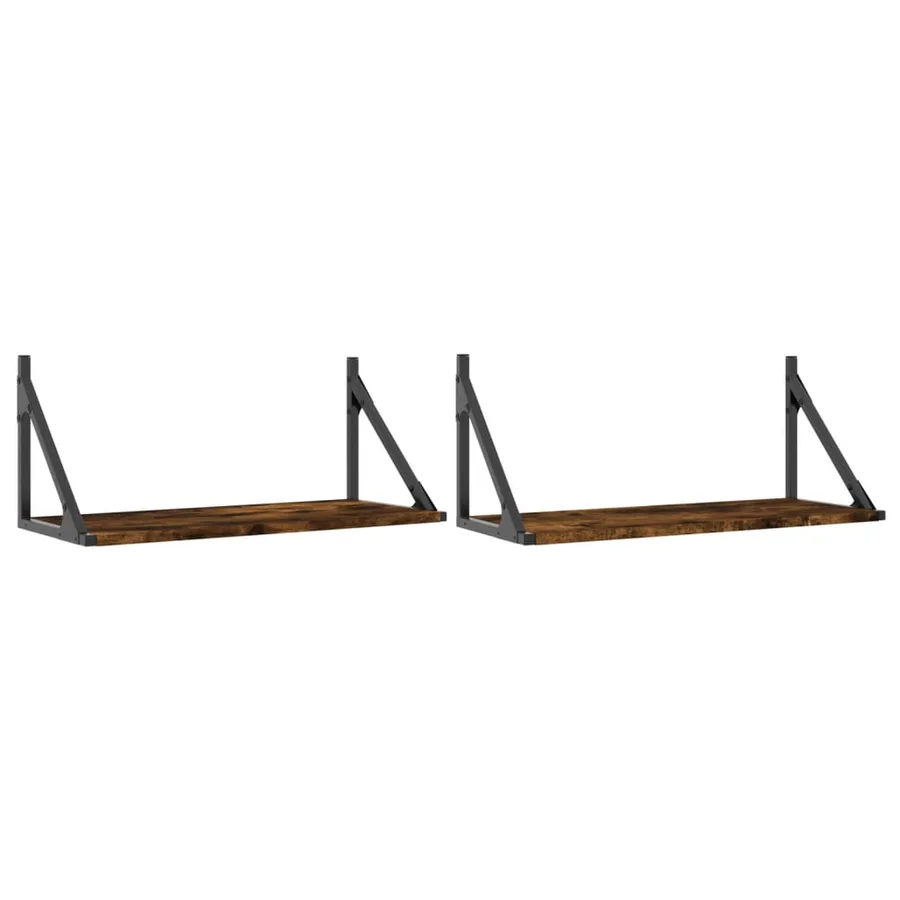Étagères murales 2pcs chêne fumé 60x25x25,5cm bois d'ingénierie - 2