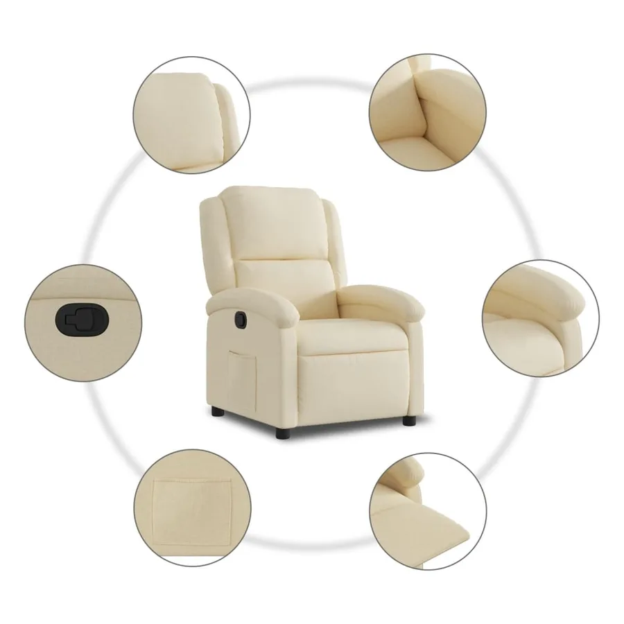 Fauteuil inclinable Crème Tissu - 7