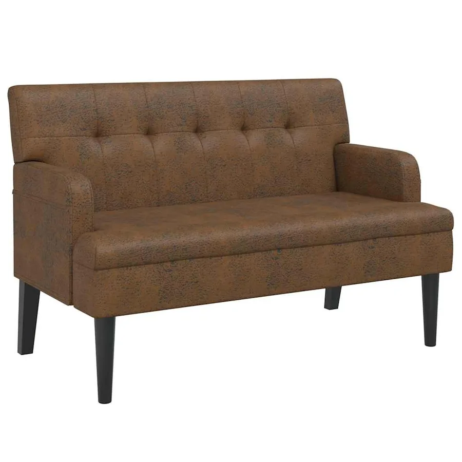 Banc avec dossier marron 112x65,5x75 cm similicuir daim - 2