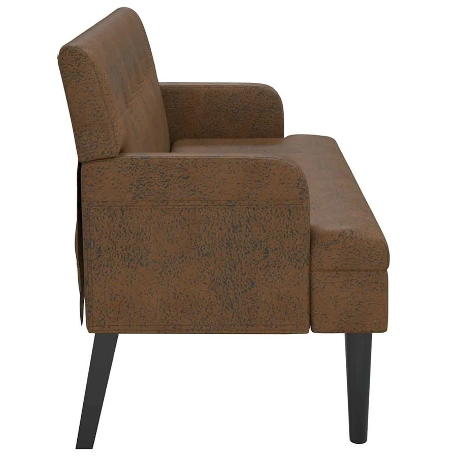 Banc avec dossier marron 112x65,5x75 cm similicuir daim - 4