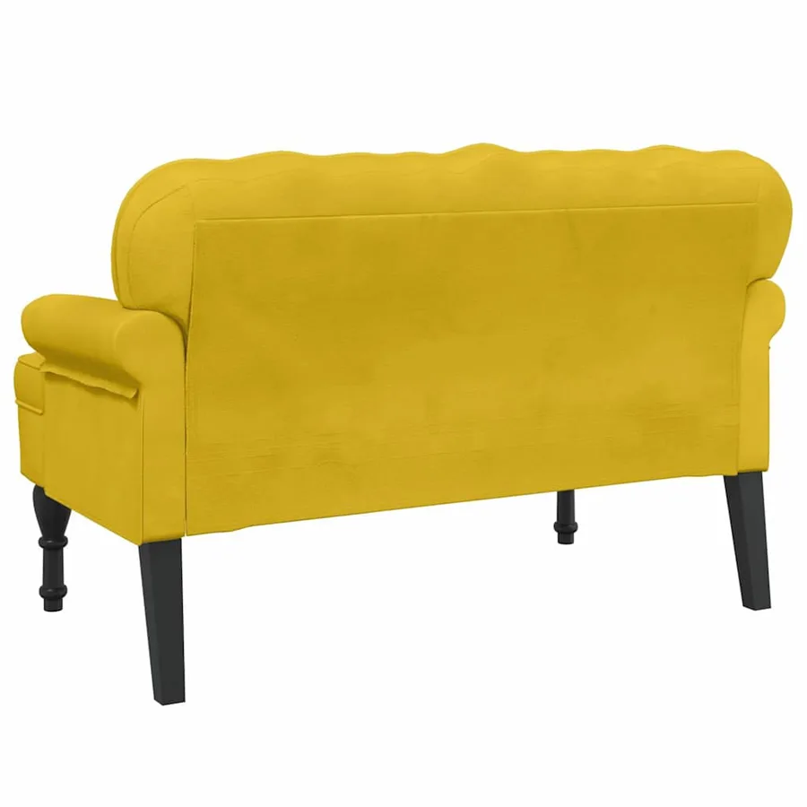 Banc avec dossier jaune 119,5x64,5x75 cm velours - 5