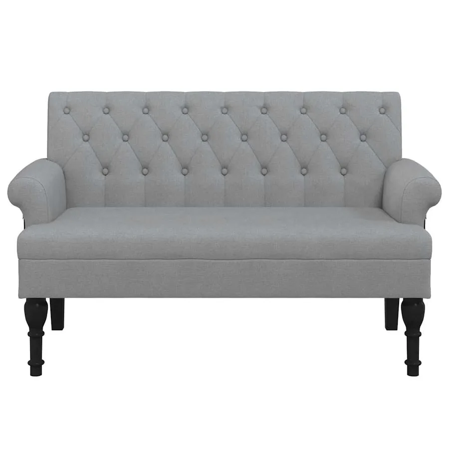 Banc avec dossier gris clair 120x62x75,5 cm tissu - 3
