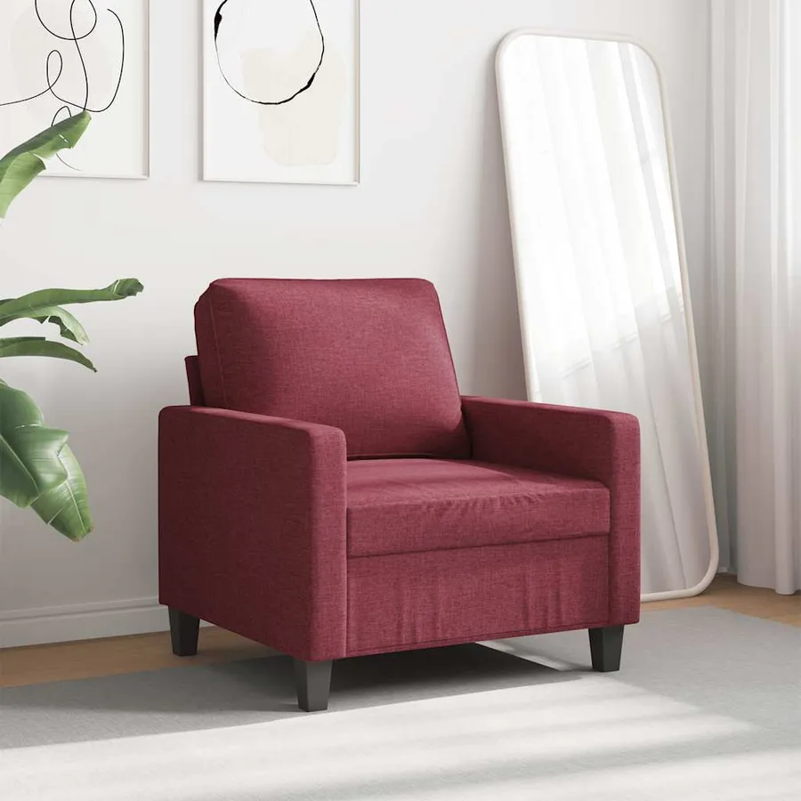 Fauteuil Rouge bordeaux 60 cm Tissu - 3