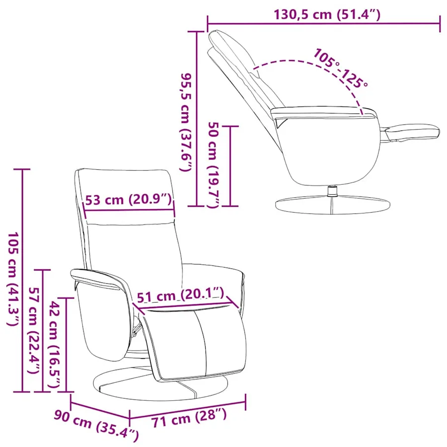Fauteuil inclinable avec repose-pieds blanc similicuir - 10