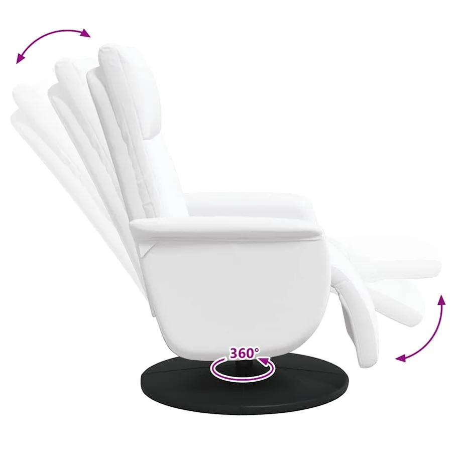 Fauteuil inclinable avec repose-pieds blanc similicuir - 7