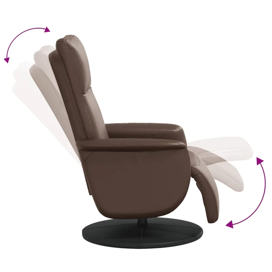 Fauteuil inclinable avec repose-pieds marron similicuir - 6