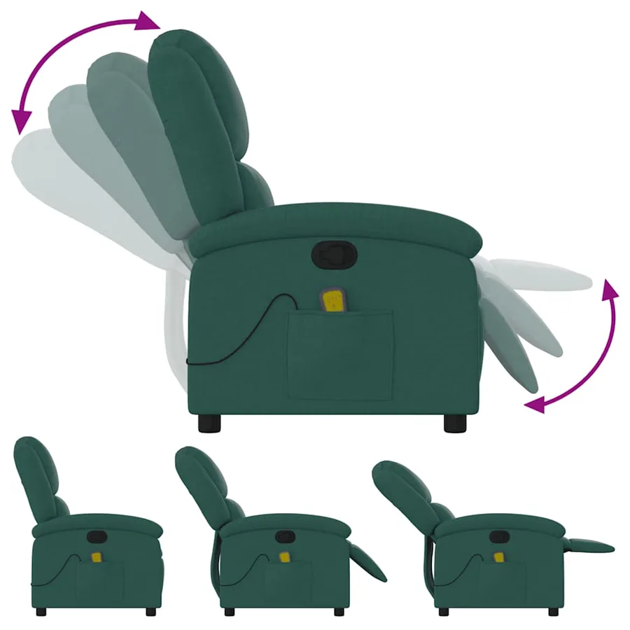 Fauteuil de massage inclinable Vert foncé Tissu - 7