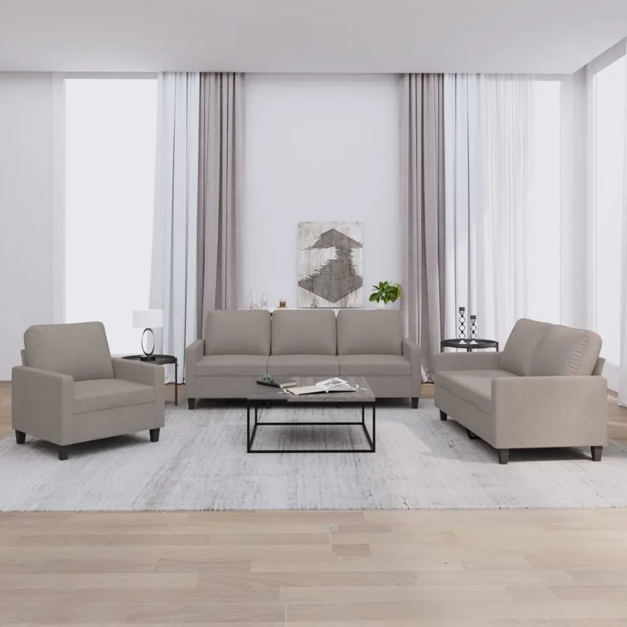 Ensemble de canapés 3 pcs avec coussins Taupe Tissu