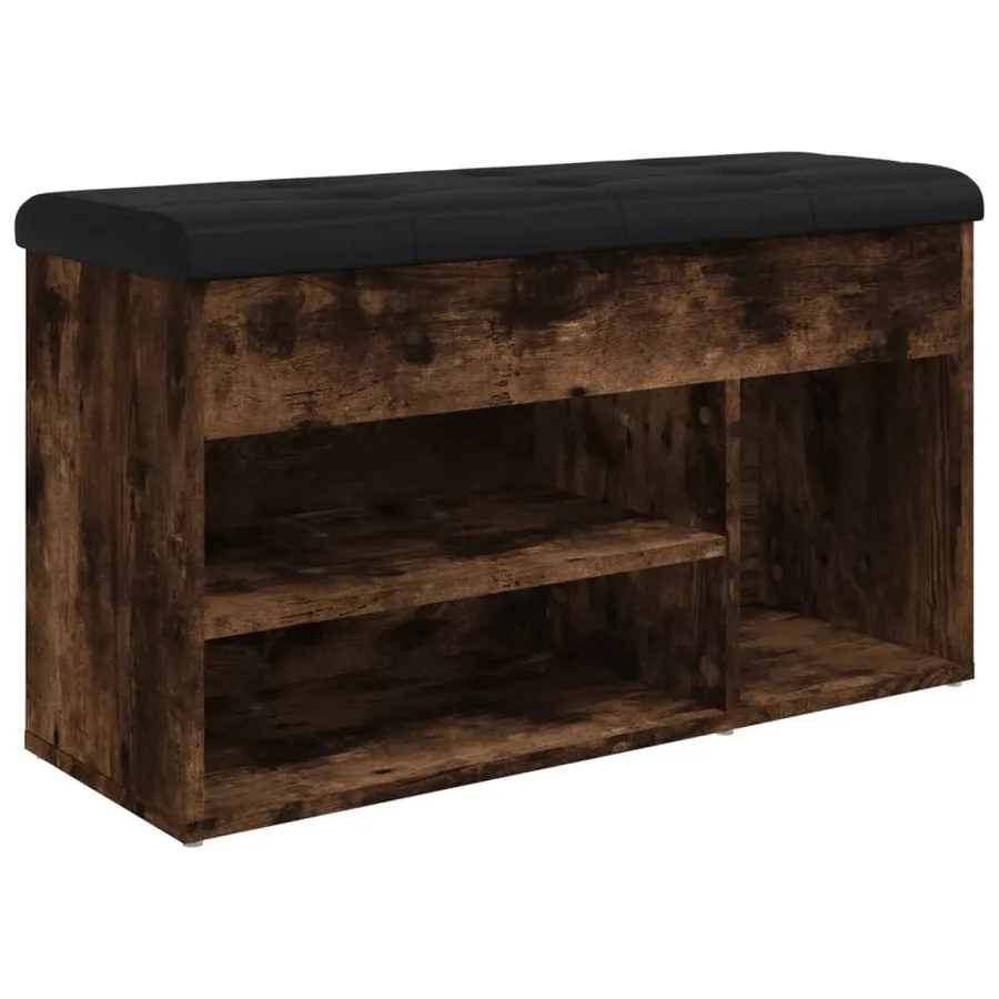 Banc à chaussures chêne fumé 82x32x45,5 cm bois d'ingénierie - 2