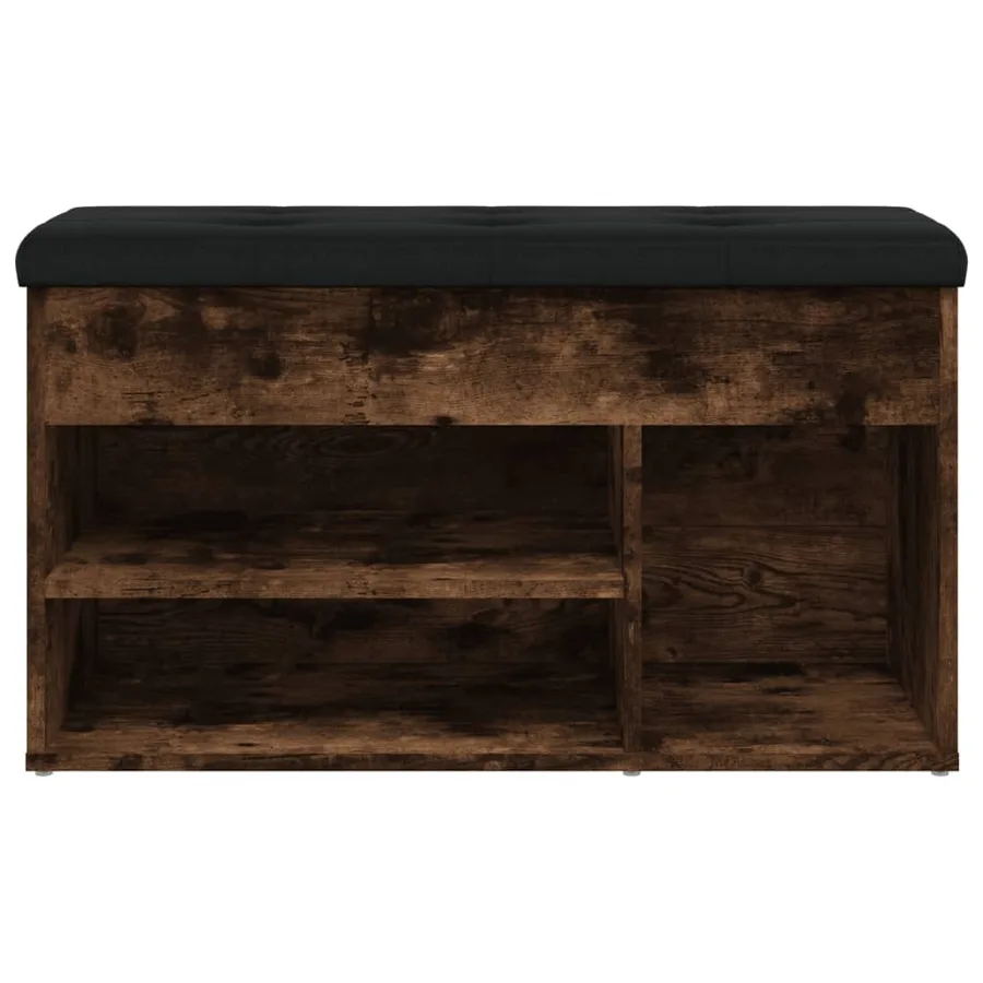Banc à chaussures chêne fumé 82x32x45,5 cm bois d'ingénierie - 6