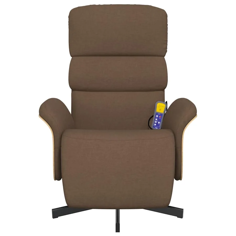 Fauteuil inclinable de massage avec repose-pieds marron tissu - 4