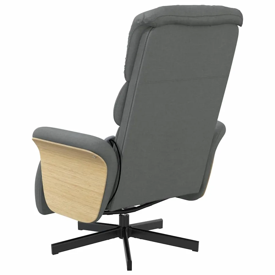 Fauteuil inclinable de massage et repose-pieds gris foncé tissu - 6