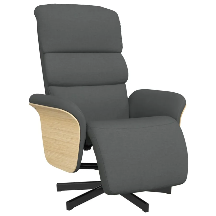 Fauteuil inclinable avec repose-pieds gris foncé tissu - 2