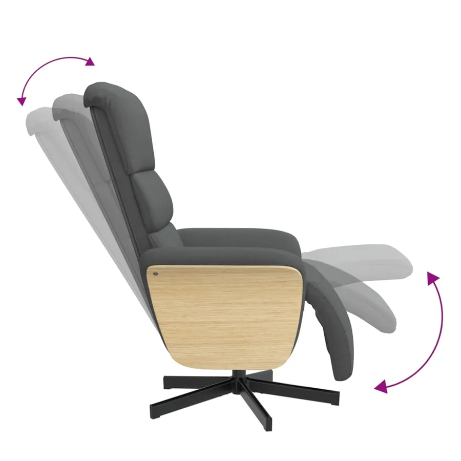 Fauteuil inclinable avec repose-pieds gris foncé tissu - 7