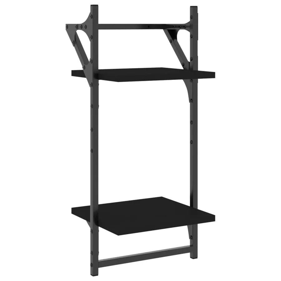Étagères murales à 2 niveaux avec barres 2 pcs noir 30x25x65 cm - 4