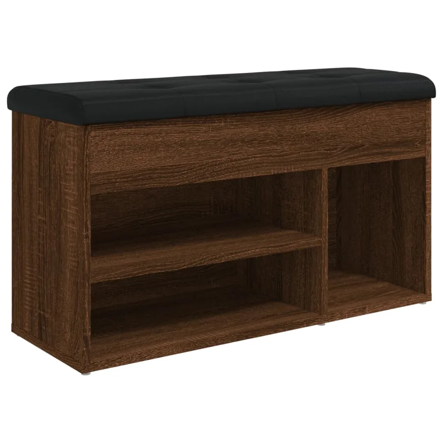 Banc à chaussures chêne marron 82x32x45,5 cm bois d'ingénierie - 2