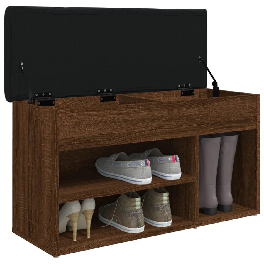 Banc à chaussures chêne marron 82x32x45,5 cm bois d'ingénierie - 4