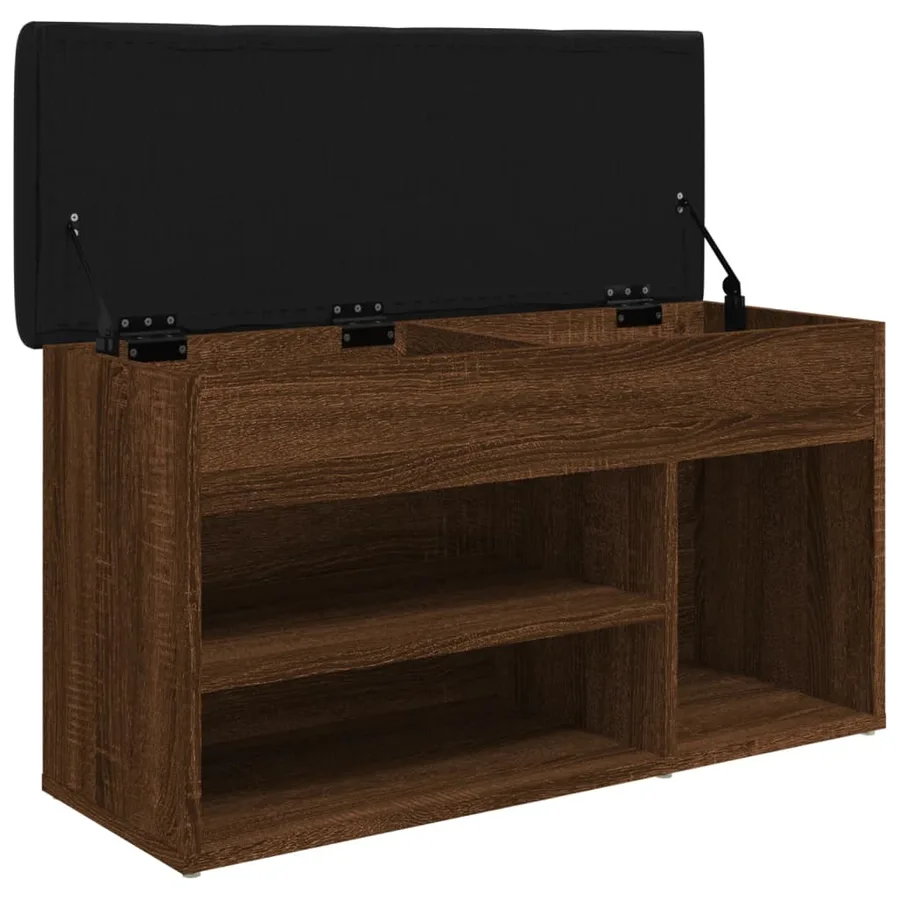 Banc à chaussures chêne marron 82x32x45,5 cm bois d'ingénierie - 5