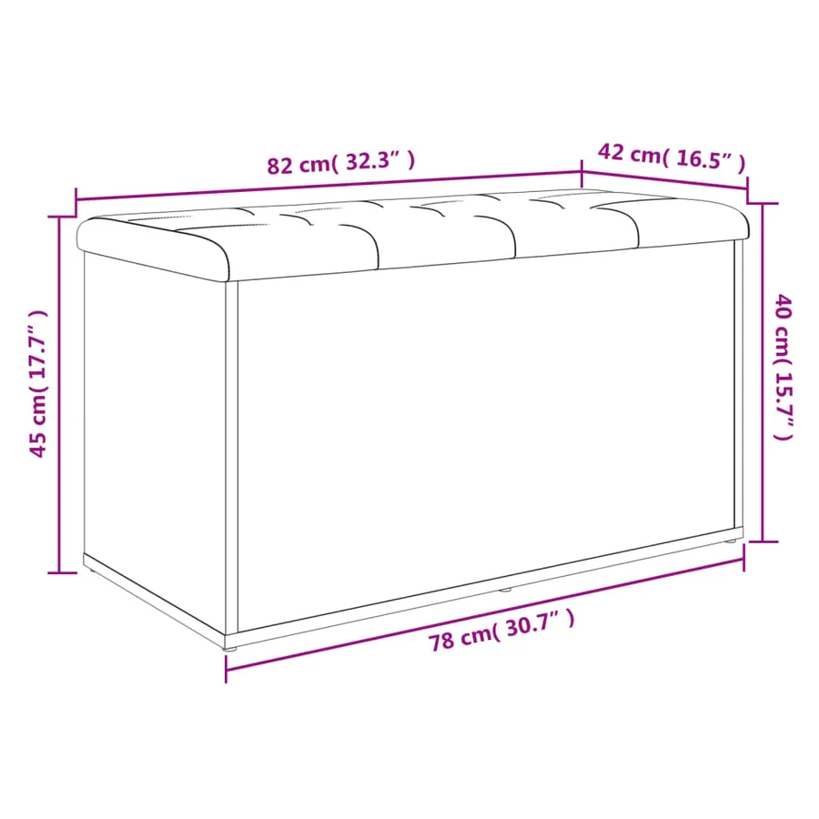 Banc de rangement chêne fumé 82x42x45 cm Bois d'ingénierie - 9
