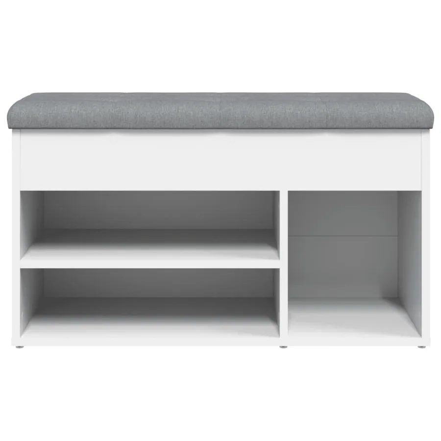 Banc à chaussures Blanc 82x32x45,5 cm Bois d'ingénierie - 6