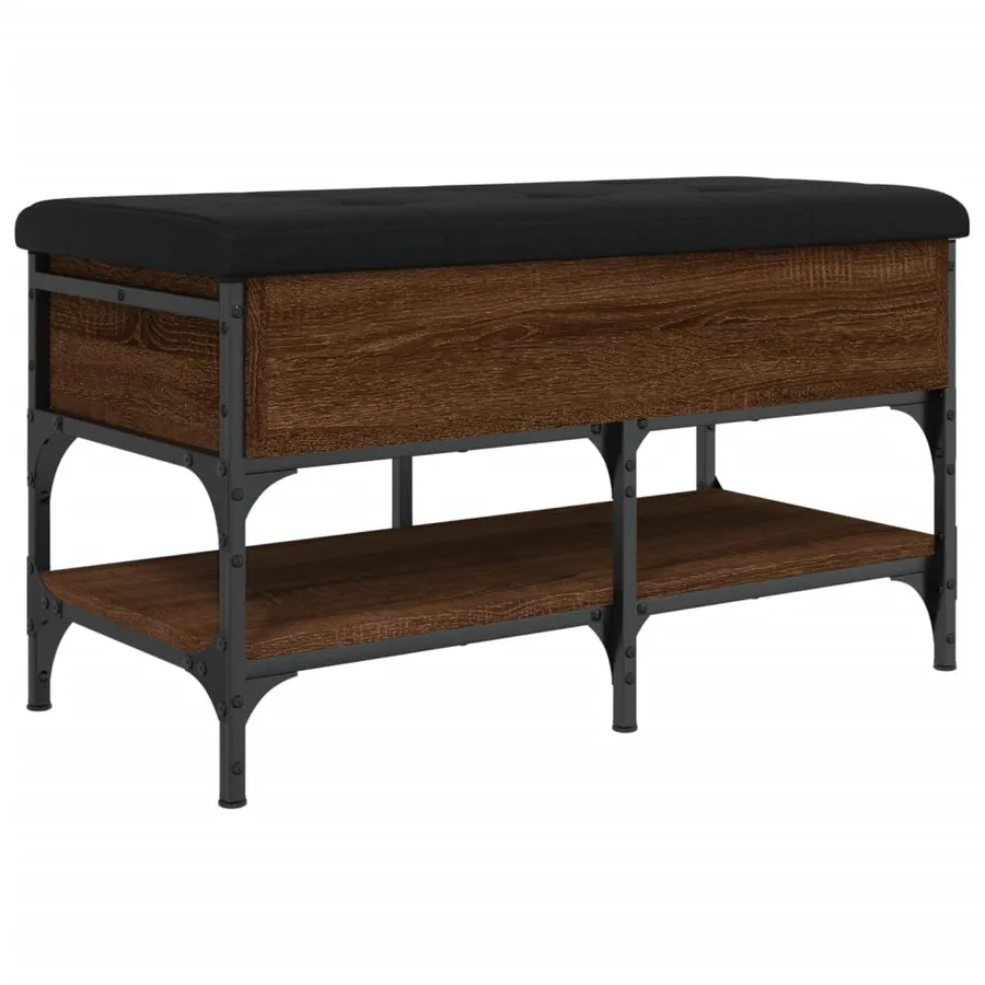 Banc à chaussures chêne marron 82x42x45 cm bois d'ingénierie - 9