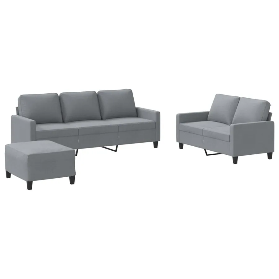Ensemble de canapés 3 pcs avec coussins Gris clair Tissu - 2