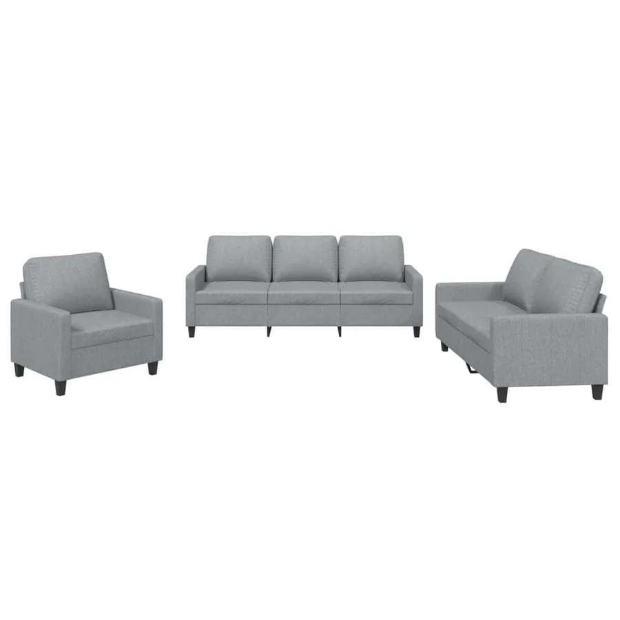 Ensemble de canapés 3 pcs avec coussins Gris clair Tissu - 2