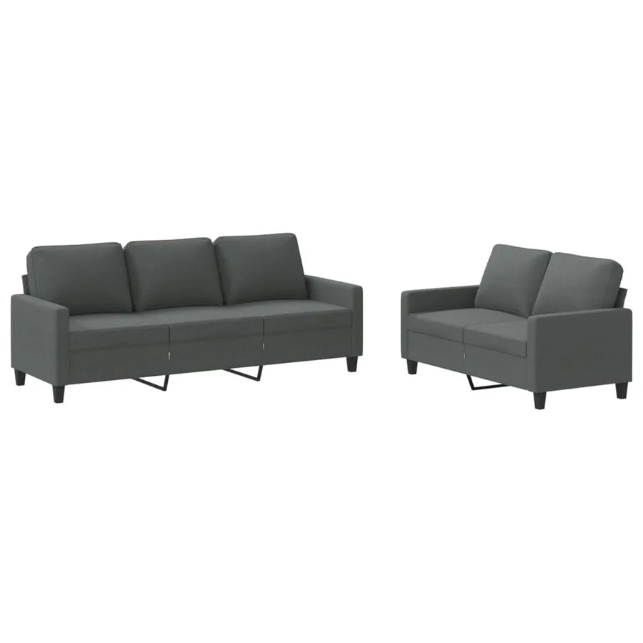 Ensemble de canapés 2 pcs avec coussins Gris foncé Tissu - 2