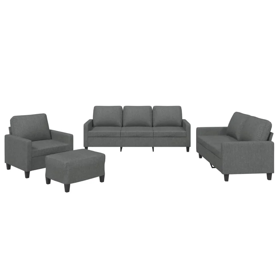 Ensemble de canapés 4 pcs avec coussins Gris foncé Tissu - 2