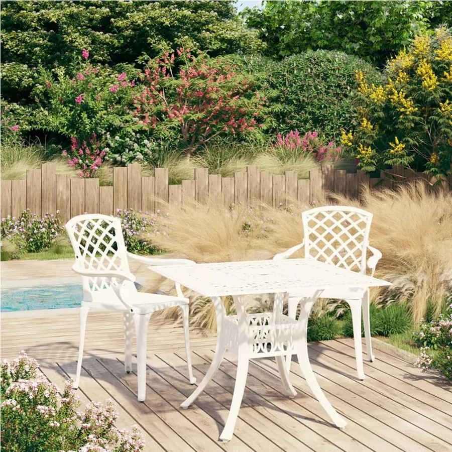 Ensemble de bistro 3 pcs Aluminium coulé Blanc