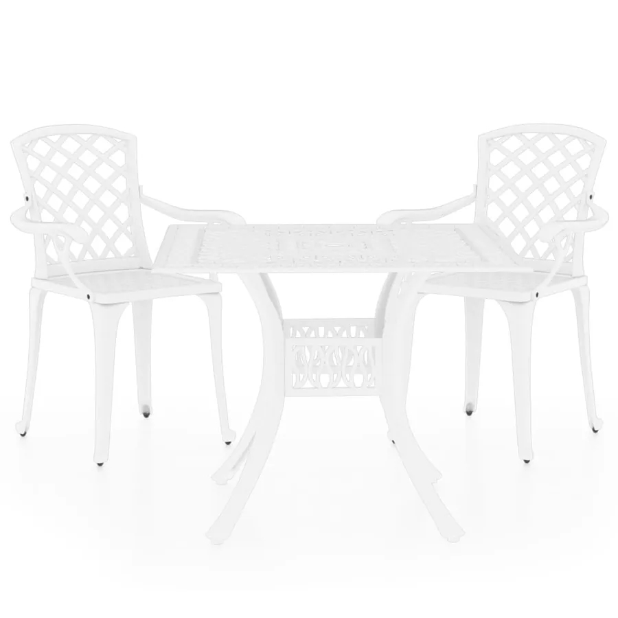Ensemble de bistro 3 pcs Aluminium coulé Blanc - 2