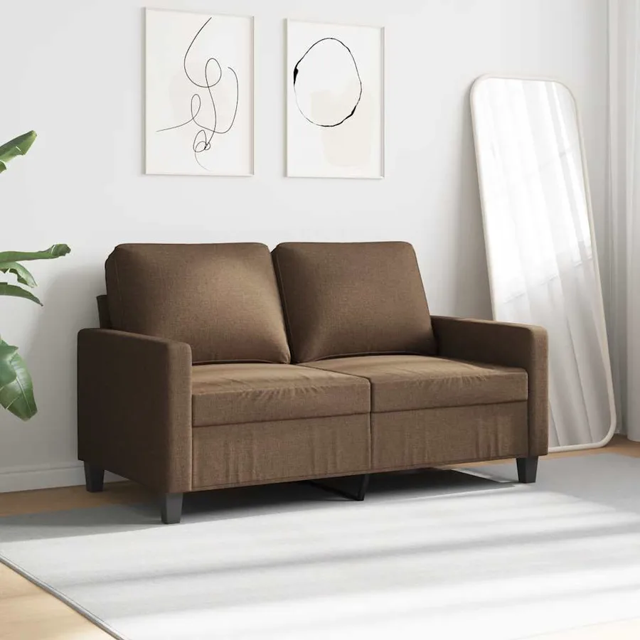 Canapé à 2 places Marron 120 cm Tissu - 3