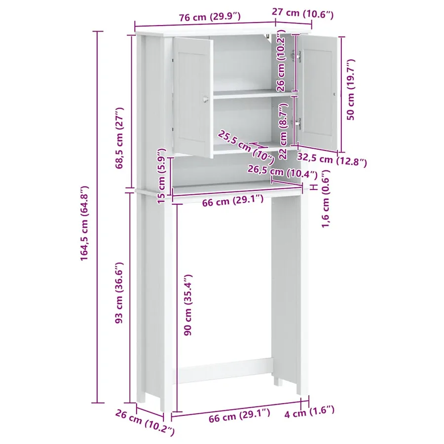 Armoire pour machine à laver BERG noir bois massif - 8