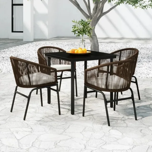 Ensemble à manger de jardin 5 pcs Marron