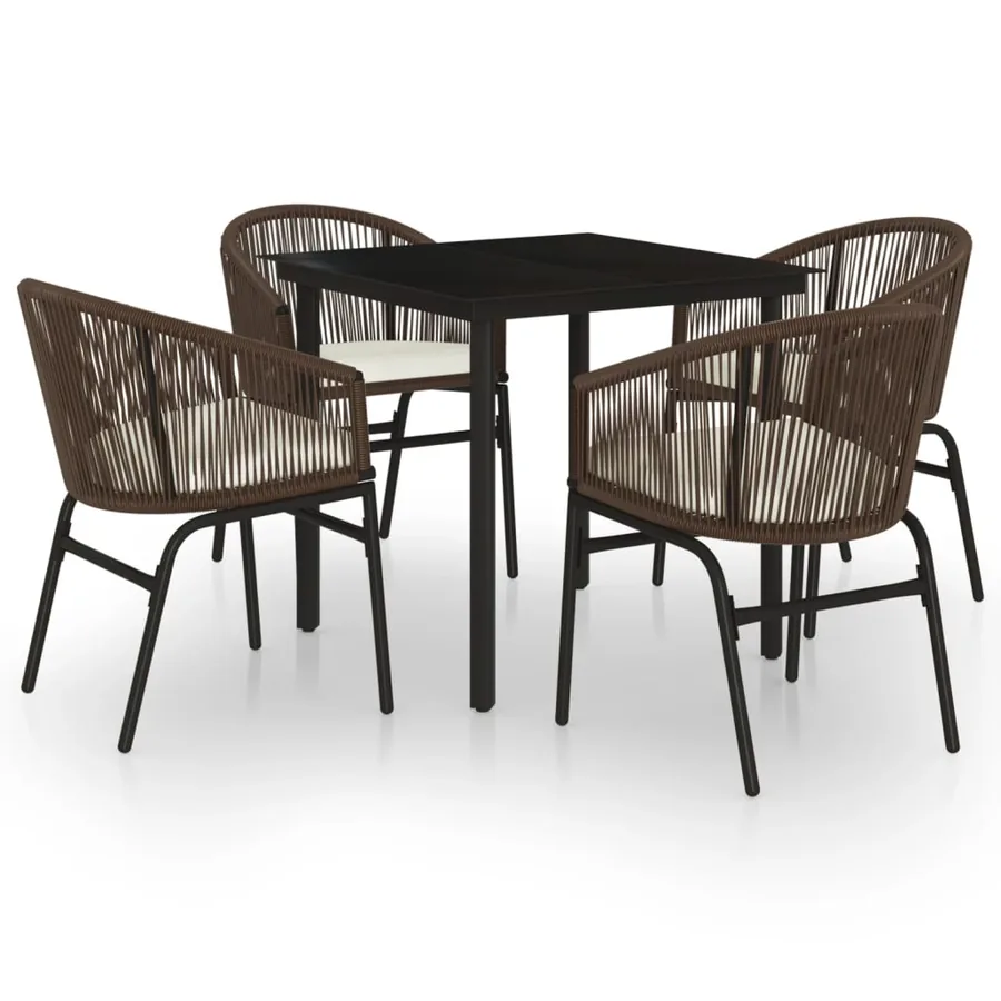 Ensemble à manger de jardin 5 pcs Marron - 2