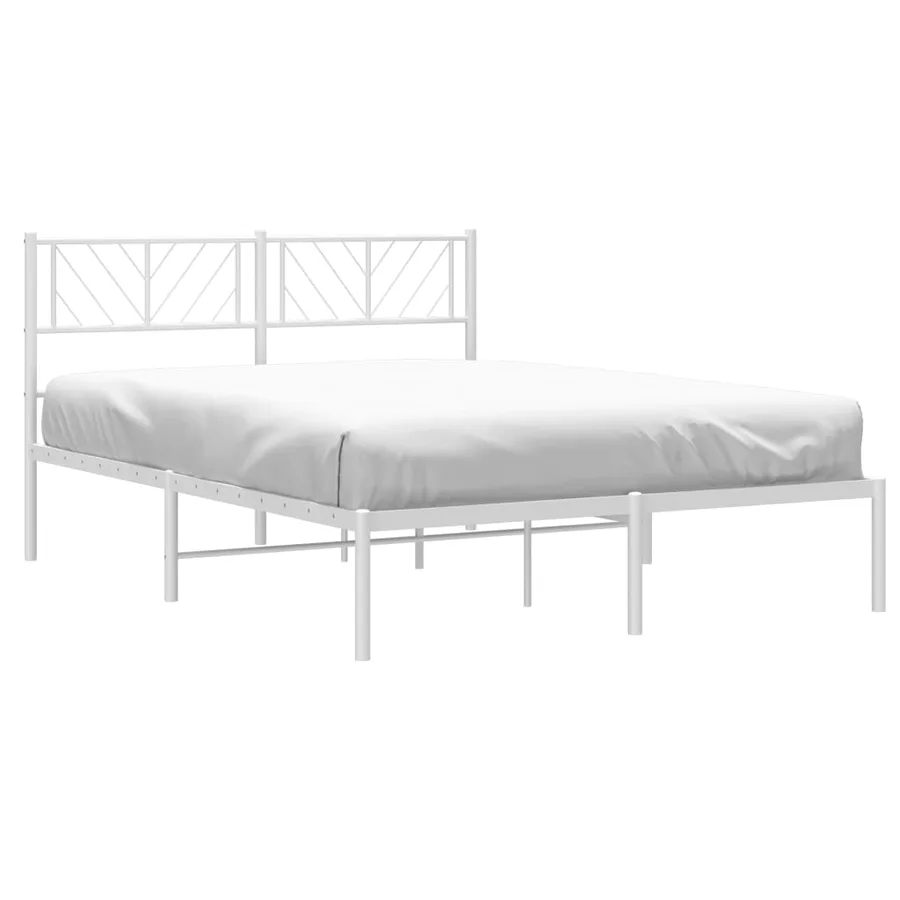 Cadre de lit métal sans matelas et tête de lit blanc 120x200 cm - 3