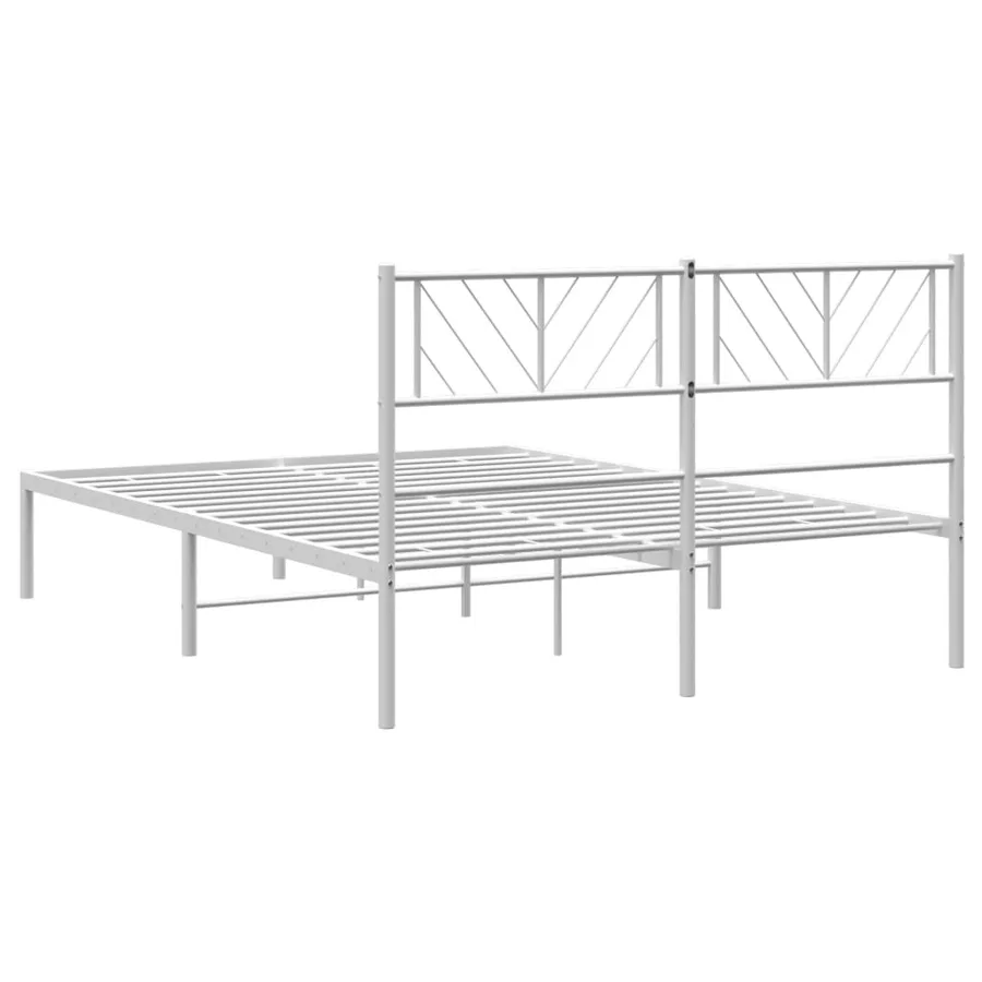 Cadre de lit métal sans matelas et tête de lit blanc 120x200 cm - 7
