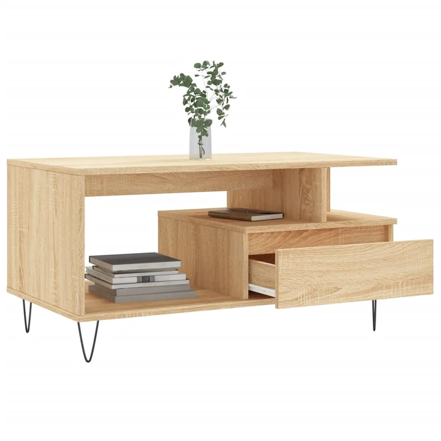 Table basse Chêne sonoma 90x49x45 cm Bois d'ingénierie - 4