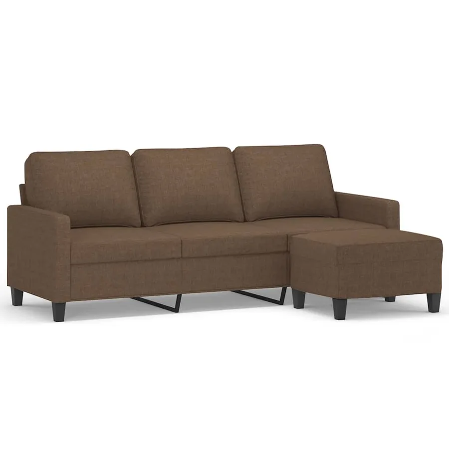 Canapé à 3 places avec repose-pieds Marron 180 cm Tissu - 2