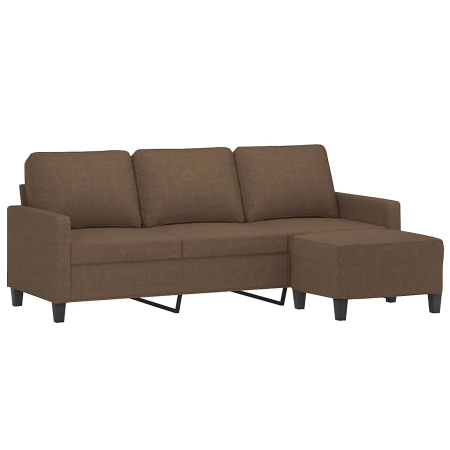 Canapé à 3 places avec repose-pieds Marron 180 cm Tissu - 3