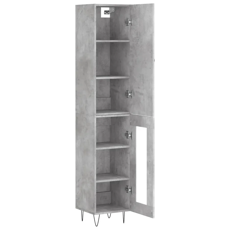 Buffet haut Gris béton 34,5x34x180 cm Bois d'ingénierie - 4