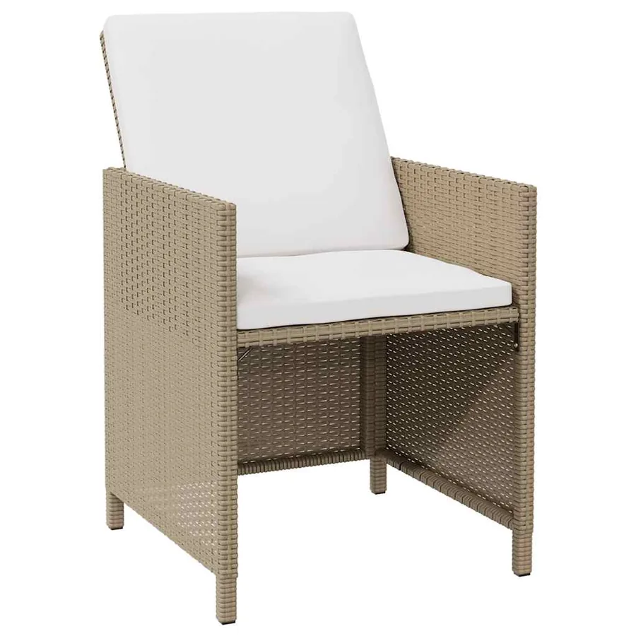 Chaises de jardin avec coussins lot de 4 Résine tressée Beige - 3
