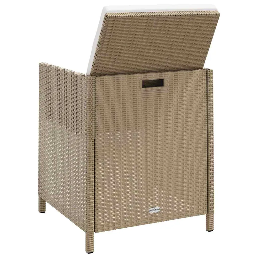 Chaises de jardin avec coussins lot de 4 Résine tressée Beige - 7