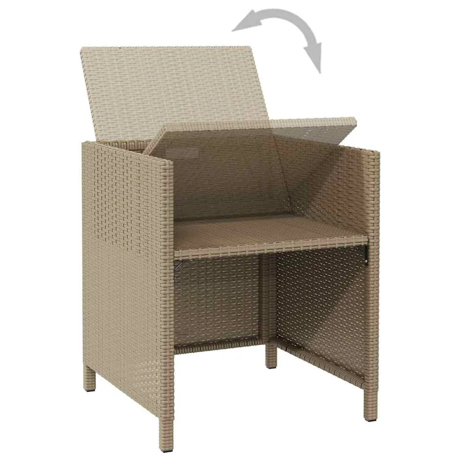 Chaises de jardin avec coussins lot de 4 Résine tressée Beige - 8